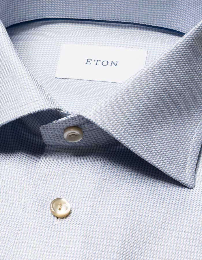 Contemporary fit semi solid signature twill hemd in blauw