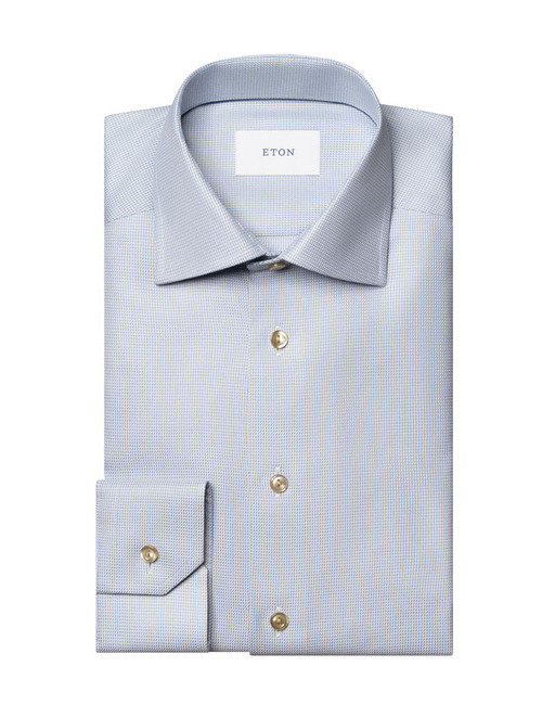 Slim fit semi solid signature twill hemd in blauw