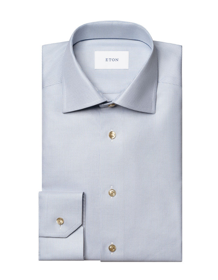 Slim fit semi solid signature twill hemd in blauw