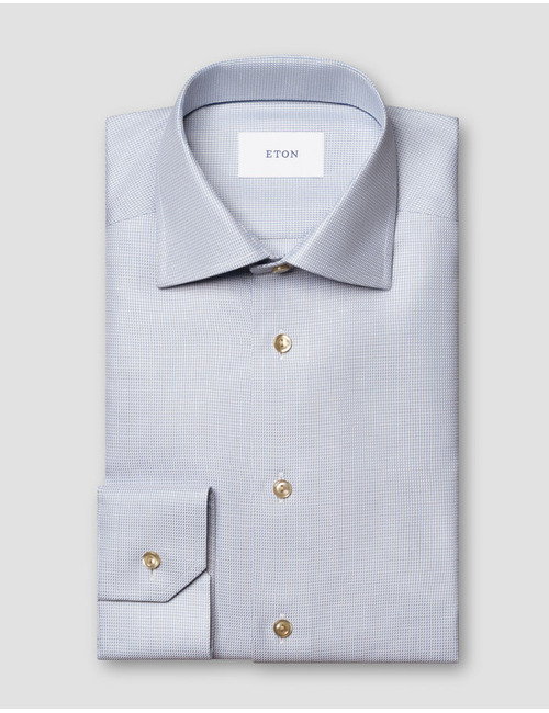 Contemporary fit semi solid signature twill hemd in blauw