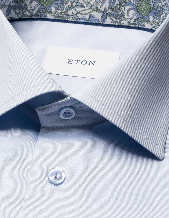 Contemporary fit signature twill hemd met contrastdetails in blauw