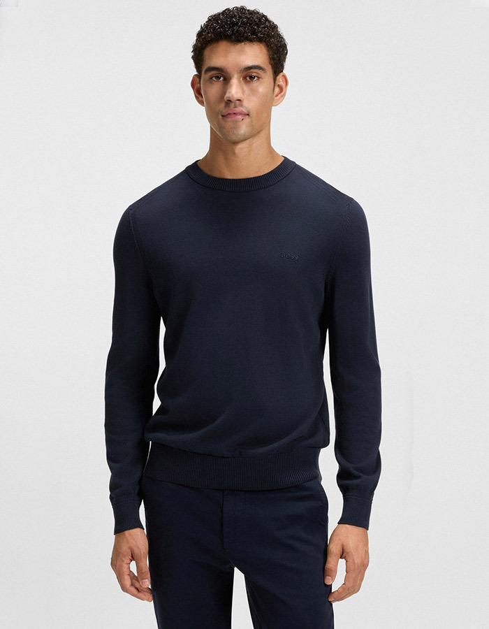 Regular fit gebreide katoenen trui met logostiksel