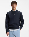 Relaxed fit sweatshirt in katoenen badstof met contrastlogo in donkerblauw