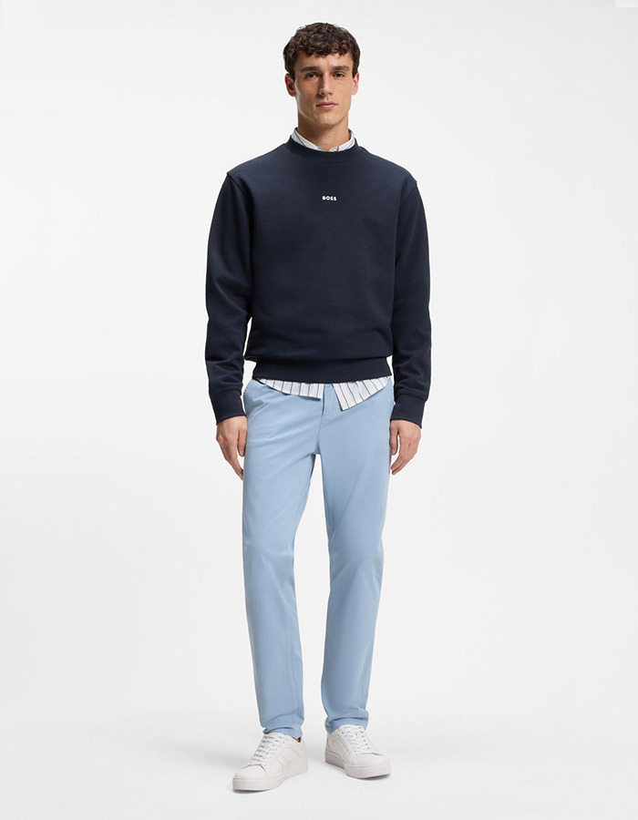 Relaxed fit sweatshirt in katoenen badstof met contrastlogo in donkerblauw