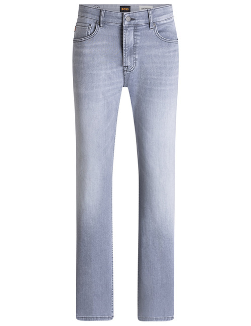 Regular fit tapered jeans met stretch in silver