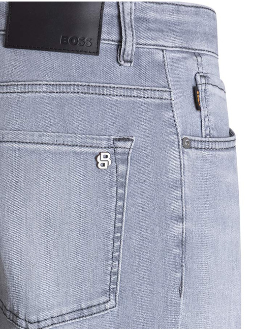 Regular fit tapered jeans met stretch in silver