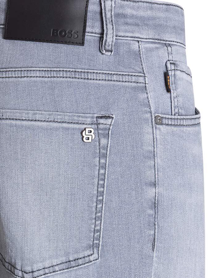 Regular fit tapered jeans met stretch in silver