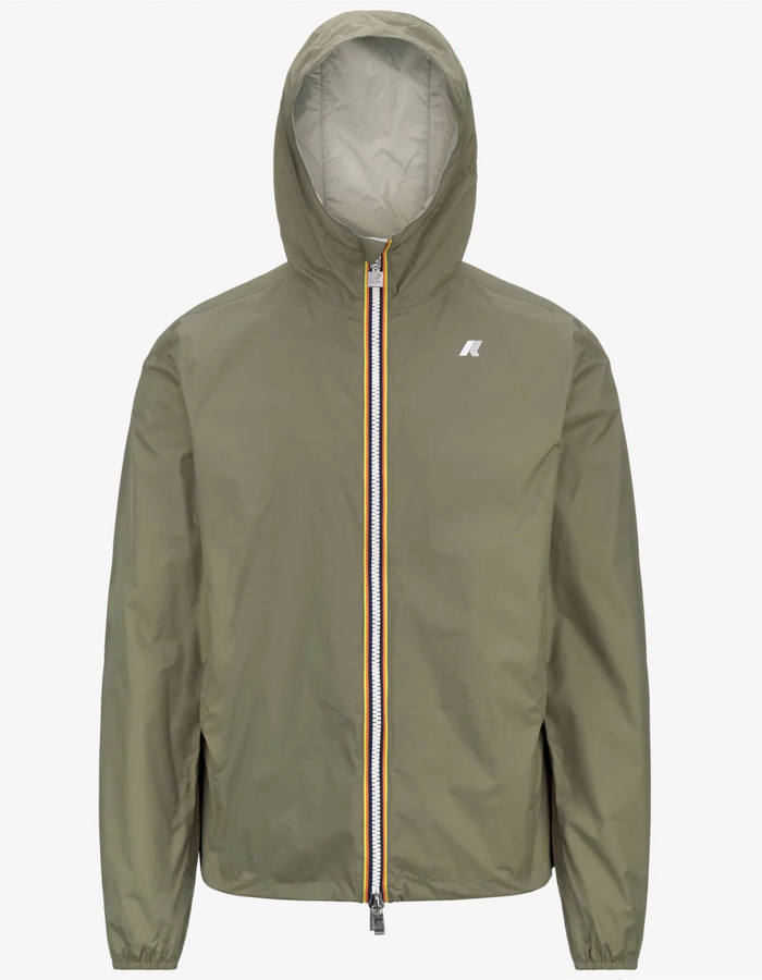 Slim fit omkeerbare korte jas waterdicht green lichen beige