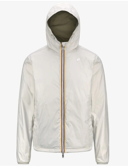 Slim fit omkeerbare korte jas waterdicht green lichen beige