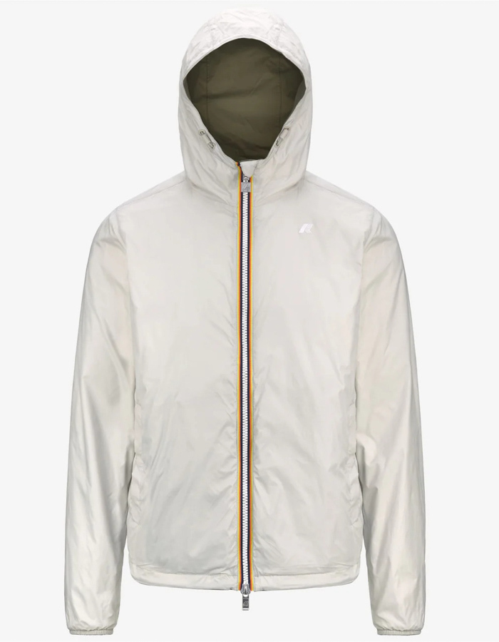 Slim fit omkeerbare korte jas waterdicht green lichen beige