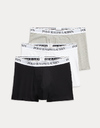 Classic stretch cotton trunks 3 pack in black, white en heather grey