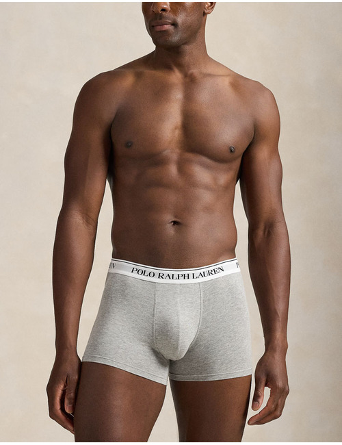 Classic stretch cotton trunks 3 pack in black, white en heather grey