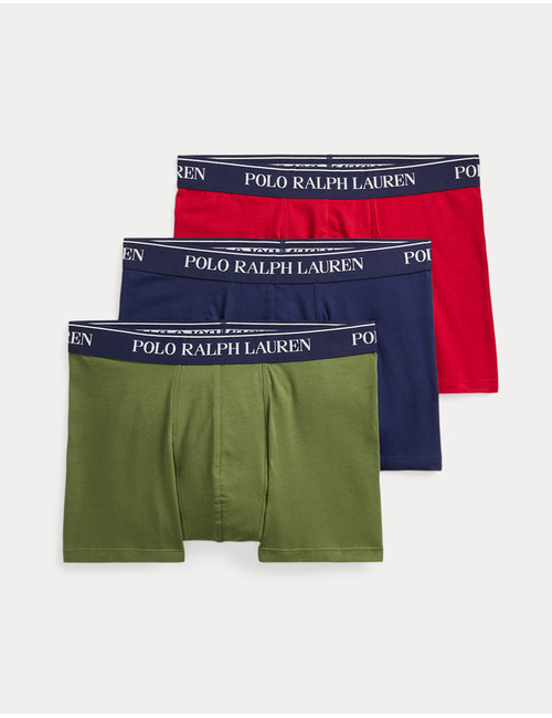 Classic stretch cotton trunks 3 pack in navy, bristol red en olive
