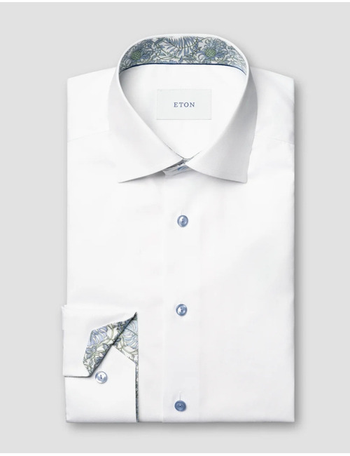 Contemporary fit signature twill hemd met contrastdetails in wit