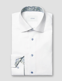 Contemporary fit signature twill hemd met contrastdetails in wit