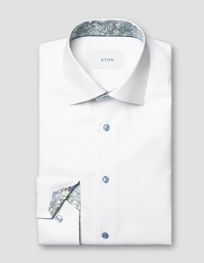 Contemporary fit signature twill hemd met contrastdetails in wit