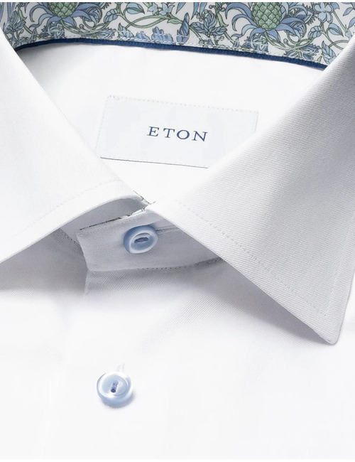 Contemporary fit signature twill hemd met contrastdetails in wit