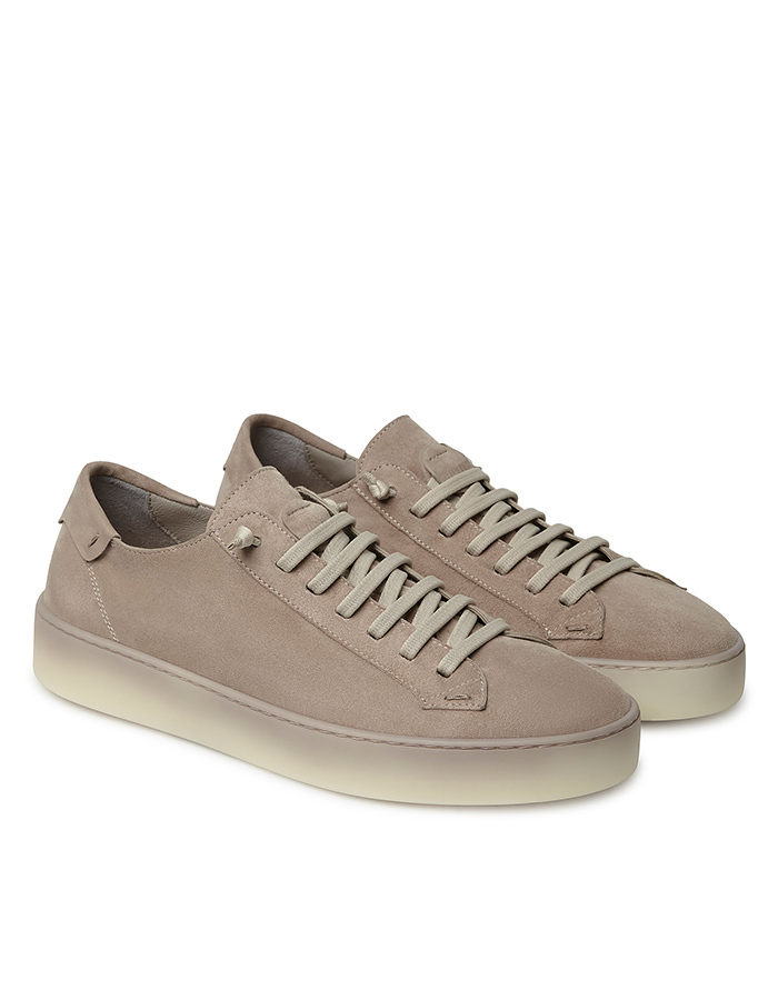 Sneakers in suède met plateauzool in beige