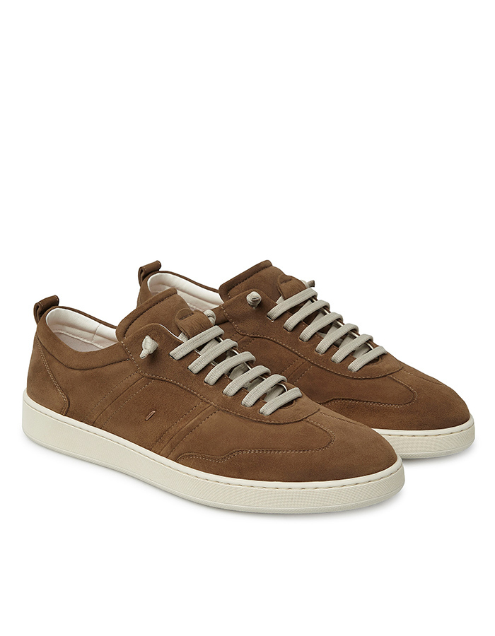 Sneakers in vintage suède met rubberzool in tabacco