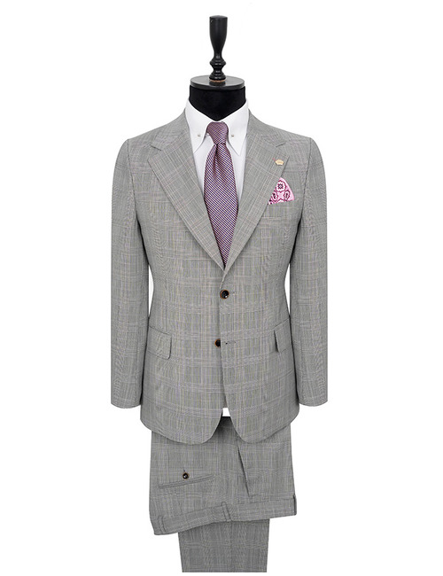 Modern fit tweedelig geruit kostuum in grijs