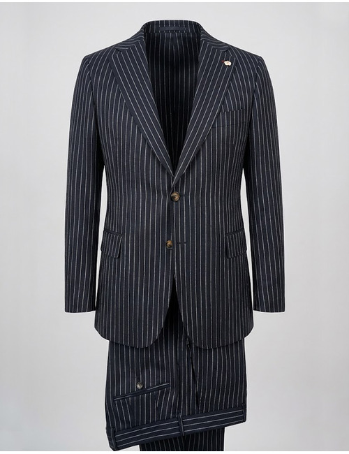 Modern fit tweedelig krijtstreep kostuum in donkerblauw