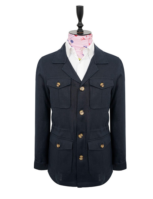 100% linnen modern fit safari jacket in navy