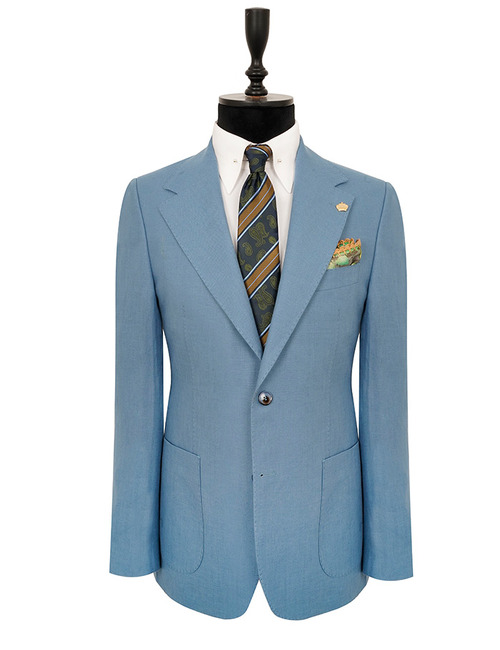 100% linnen modern fit blazer in lichtblauw