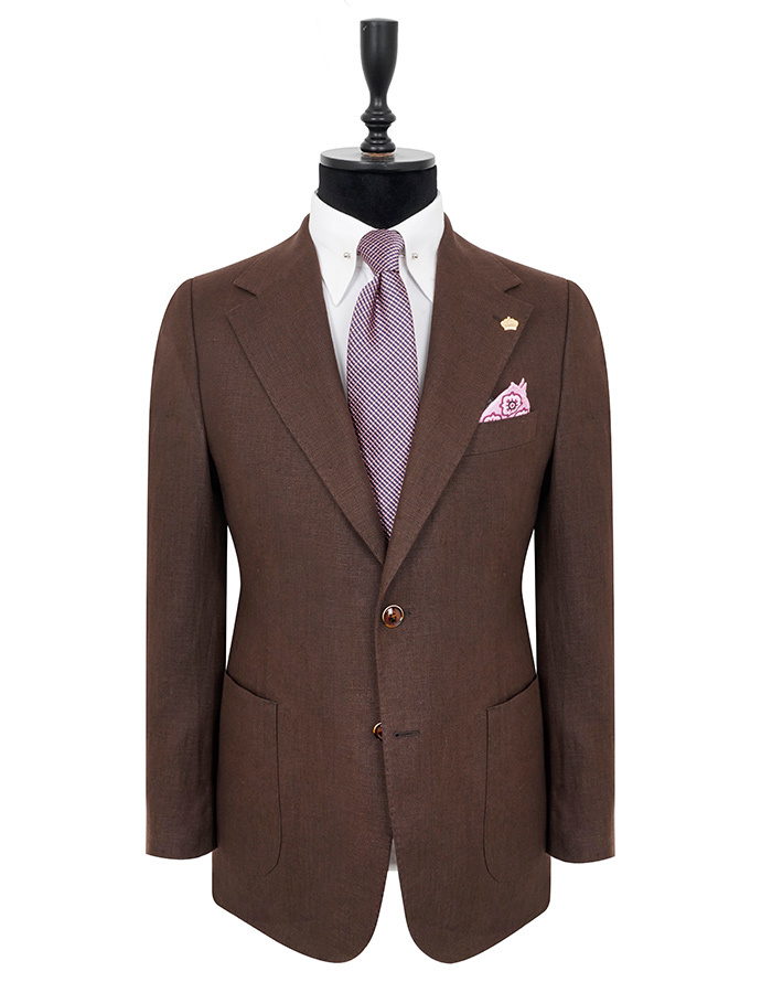 100% linnen modern fit blazer in bruin