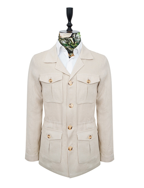 100% linnen modern fit safari jacket in beige