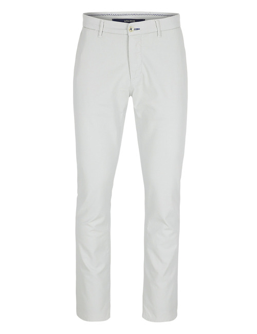 Slim fit katoenen broek met stretch in lichtgrijs