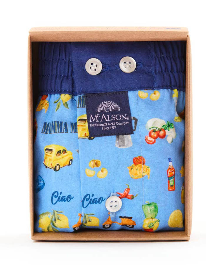 Men boxershort Italian icons light blue