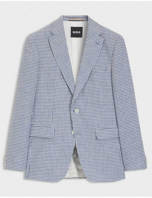 Slim fit blazer in linnenmix met pepita pied-de-poule dessin