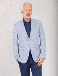 Slim fit blazer in linnenmix met pepita pied-de-poule dessin