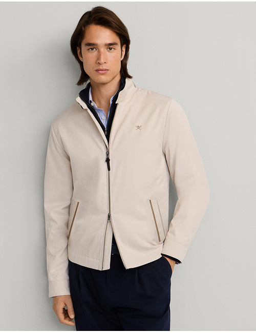 Katoenmix harrington jas met logo in linen beige