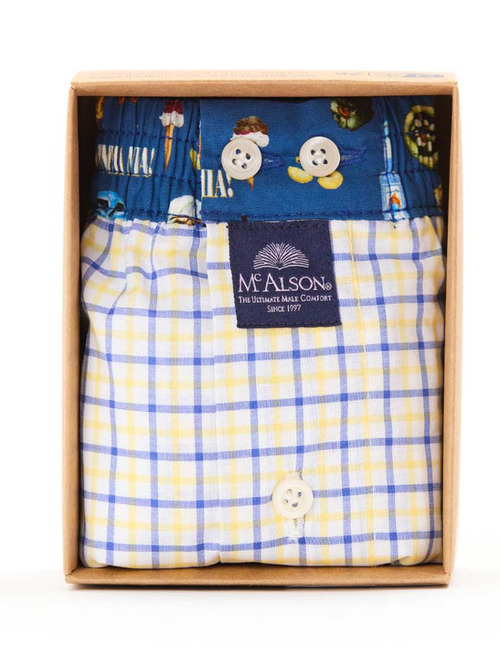 Men boxershort Check yellow blue