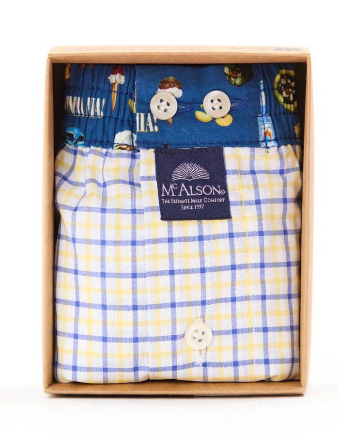 Men boxershort Check yellow blue