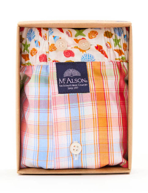 Katoenen boxer short met ruitdessin in multicolor