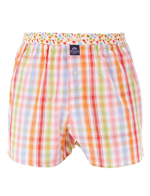 Katoenen boxer short met ruitdessin in multicolor