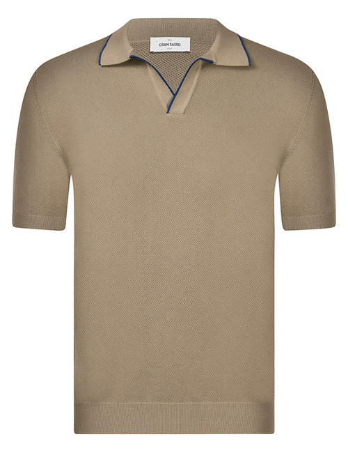 Gebreide katoenen polo met contrastdetail in groen