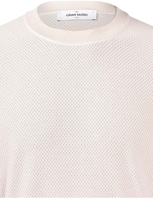 Gebreide katoenen T-shirt met open structuur in ecru