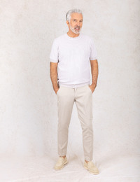 Gebreide katoenen T-shirt met open structuur in ecru