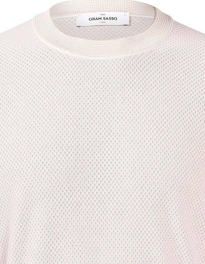 Gebreide katoenen T-shirt met open structuur in ecru