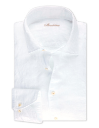 Slim fit linnen hemd met cut away kraag wit