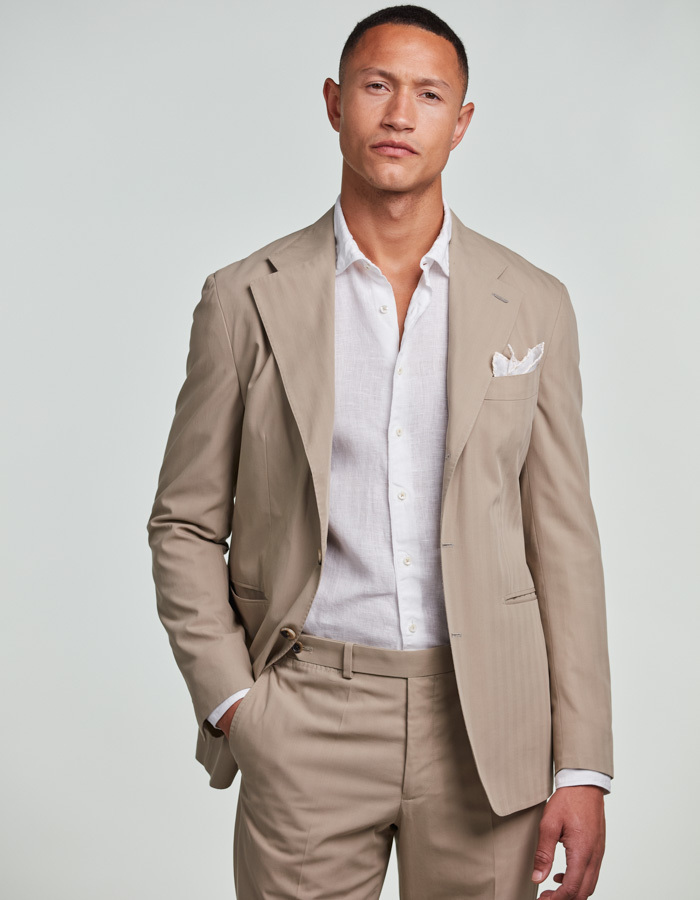 Regular fit linnen hemd met cut away kraag wit