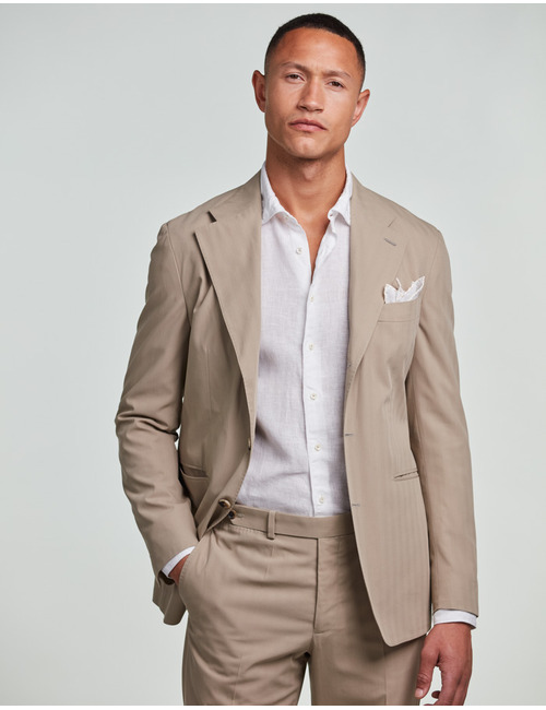 Slim fit linnen hemd met cut away kraag wit