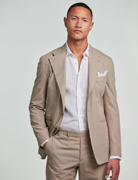 Slim fit linnen hemd met cut away kraag wit