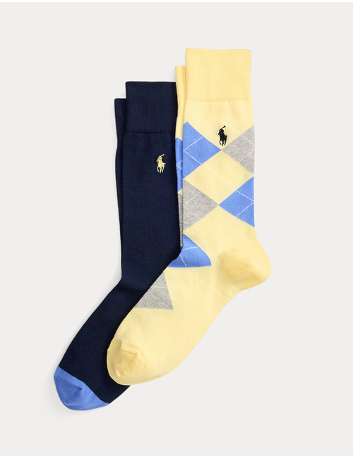 Argyle herensokken 2 pack in yellow navy