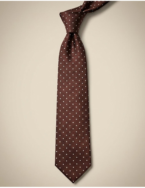Zijden das met fijne stippen in donkerbruin