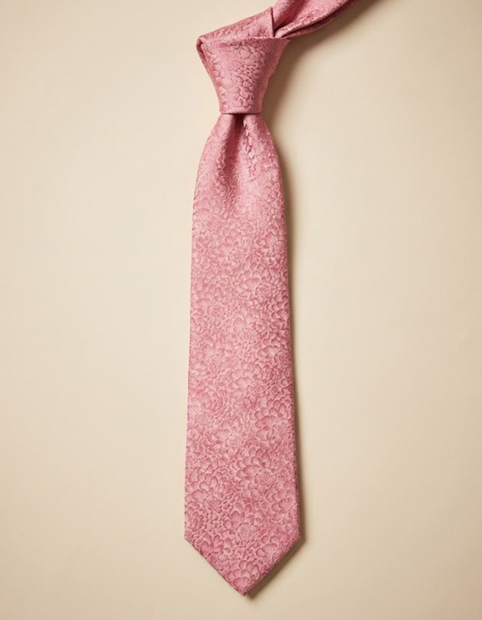 Zijden das met ton-sur-ton bloemenmotief in roze