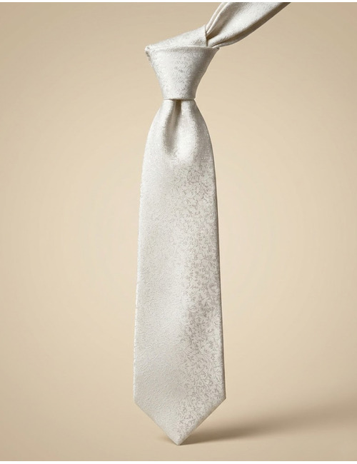 Zijden das met ton-sur-ton bloemenmotief in ivoor